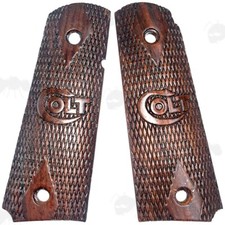 Pair of 1911 Wood Pistol Grips ~ Hand Carved Decorative Grip COLT M1911 .45 BB
