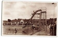 Swimming Pool Letchworth child on slide children playing UNP RPPC Postcard