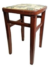 Vintage Retro Floral  Vinyl Seat Stool Kitchen Beech 50s 60s