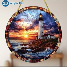 Lighthouse Sunset Ocean Waves