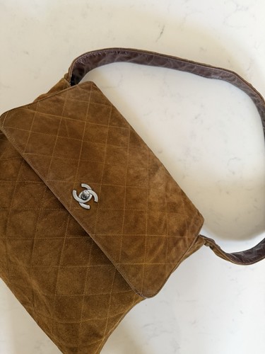 Chanel brown suede shoulder - chanel,