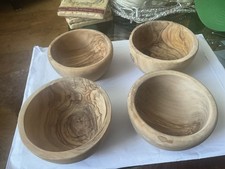 4No.Medium Olive Wood Bowls, Kitchen tableware Salts, Nuts & Olives  10 x 5cm