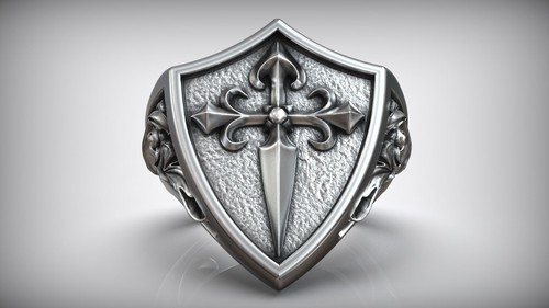 Medieval knight shield ring - shield,