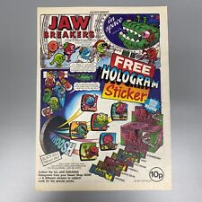 JAW BREAKERS HOLOGRAM STICKER FIREBALL SUPER SOUR MINT 1990 VINTAGE RETRO ADVERT