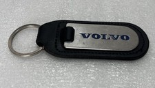 Black Leather Key Fob With Volvo Logo Keyring- Genuine