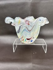 Murano Italy White Colour Splash Vase Bowl With COA and Murano Label In VGC