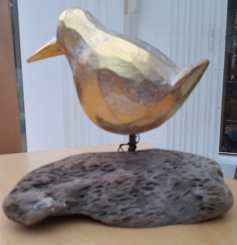 New gold wader bird natural - new,