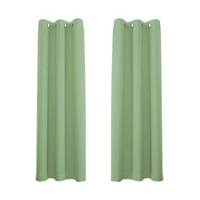 Black Out Thermal Eyelet Curtains - Room Darkening Polyester 2 Panel Pair