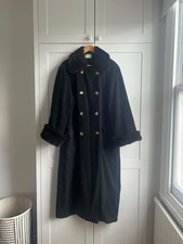 NICOLE FARHI WOOL OVERCOAT FAUX FUR COLLAR SLEEVE TRIM DOUBLE BREASTED UK 12