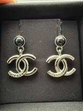 Chanel Silver & Black CC Drop