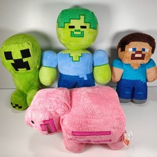 Minecraft Plush Toy Bundle 4x Creeper Zombie Steve Pig Set 7-8" Official