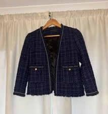 Zara Women's Navy Tweed Jacket