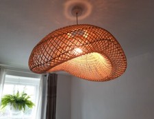 KuraKura Wave Rattan Lamp Shade Unusual Giant Ethnic Bali Boho lamp shade