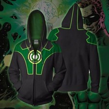 Green Lantern 3D Hoodies Cosplay Hal Jordan Superhero Thin Jacket Coat Costumes