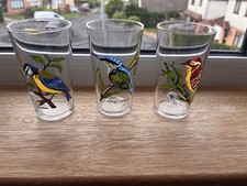 Reims France Vintage Set Of 3 X Bird Drinking Glasses