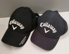 2x Callaway Adjustable Golf Caps Black Mesh Apex Odyssey Chrome Soft