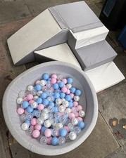 White and Grey Toddler Soft Play and Ball Pool Set for Kids Indoor
