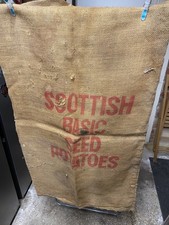 2 x Vintage Hessian Basic Scottish seed Potato Sacks 40” x 24” great quality..