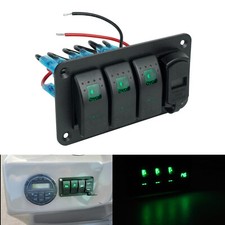 3 Gang Green LED Rocker Switch