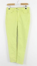 Branded Neon Lime Yellow Length Casual Waxed Skinny Trousers UK 10 EU 38