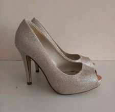 Pink Paradox Gold Glitter Peep Toe Court Shoes Stiletto Heel Party Club UK5 EU38