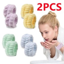 2PCS Reusable Spa Wrist Washband Soft Microfiber Towel Wristbands For Washing
