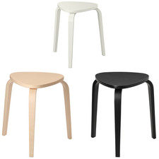 IKEA KYRRE Stool – Birch / Black / Off-White – Stackable 3-Legged Chair