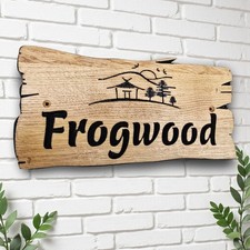 Personalised Oak Carved  Wooden Name Sign House Address  Plaque Gift Outdoor