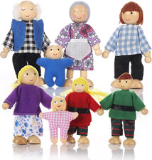 Wooden Doll House Family of 8