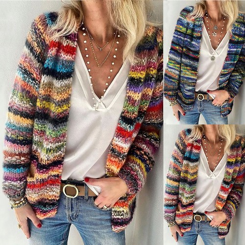 Womens striped knit long - knit,