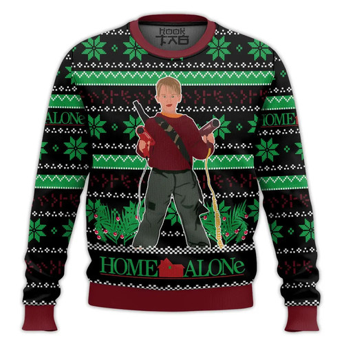 Home alone ugly sweater - alone,