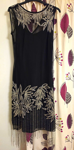 Roman black mesh beaded - black, sequin