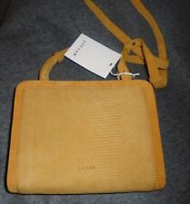 Jigsaw Adeline Book Crossbody Bag mustard yellow suede leather New Tags BNWT