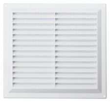 WALL VENT 9x9" FLUSH FIT Plastic LOUVRE Integral FLY SCREEN 229x229mm WHITE