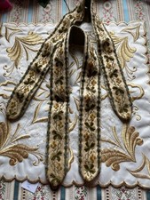 Pair of Antique Velvet Decorated Floral Fabric Curtain Tie Backs