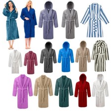 Unisex Cotton Terry Bathrobe Soft Towel Gown Dressing Robe Men Women