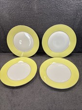 4 x Stunning Wedgwood - Jasper Conrad - Yellow Dinner plates with Gold Rim -27cm