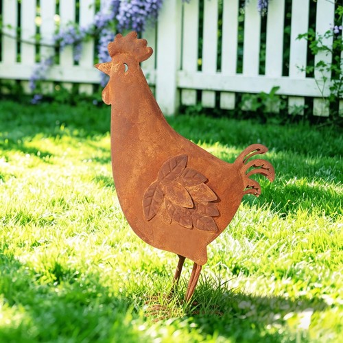 Metal rooster garden decor for - metal,