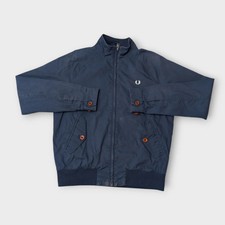 Fred Perry Mens Brentham Jacket Small Blue Harrington Windbreaker Check Lined