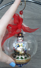 Vintage Thomas Pacconi Christmas Glass Snowman Hanging Bauble