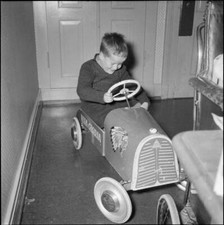 Boy pedal car school - boy, social