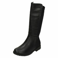 Girls Black Spot On Knee High Fashion Long Boots : H5R083