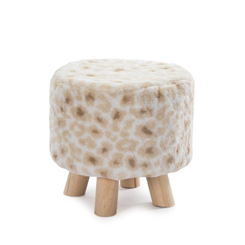 Stretch furry round footstool - furry,