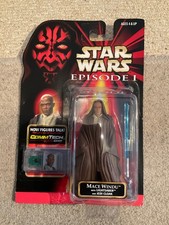 Hasbro Star Wars Episode One Mace Windu With Lightsaber, Jedi Cloak and Commtech