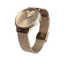 Ladies Genuine Emporio Armani Crystals Designer Watch Rose Gold Mesh MRP £280