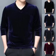 Velvet Fabric Men V-neck
