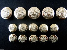 Round Military Style Buttons Gold Plastic Crested Blazer Buttons CX23