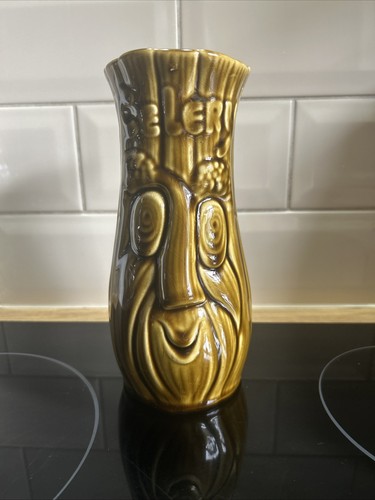 Vintage pottery face vase - pottery,