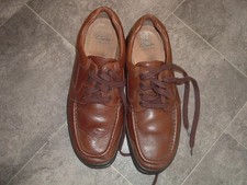 size 8.5H clarks cushion cell mens brown leather lace up shoes