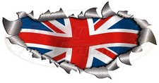 Large Size Single Metal Rip Open Union Jack flag Sticker 4X4 Race Car Truck Van
